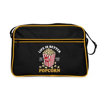 Life is better with Popcorn - crispy & delicious - Retro Bag - black/gold - Front