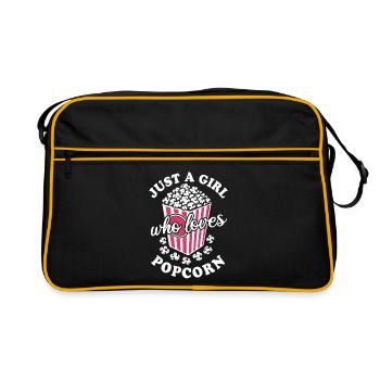 Just a girl who loves popcorn - crispy & delicious - Retro Bag - black/gold - Front