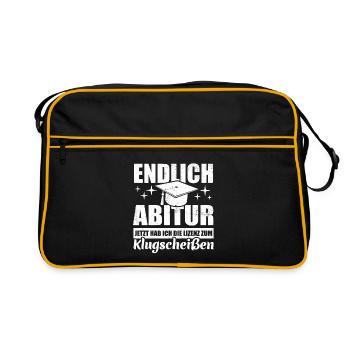 Endlich Abitur - Lizenz zum Klugscheißen - Retro Tasche - Schwarz/Gold - Vorne