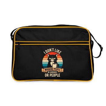 I don't like Morning People - Cat with Coffee - Retro Bag - black/gold - Front