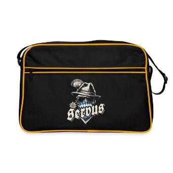 Grantler - Servus, Festzelt, Bier und Gaudi - Retro Tasche - Schwarz/Gold - Vorne