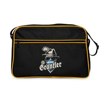 Grantler - bayrisch, Festzelt, Bier und Gaudi - Retro Tasche - Schwarz/Gold - Vorne