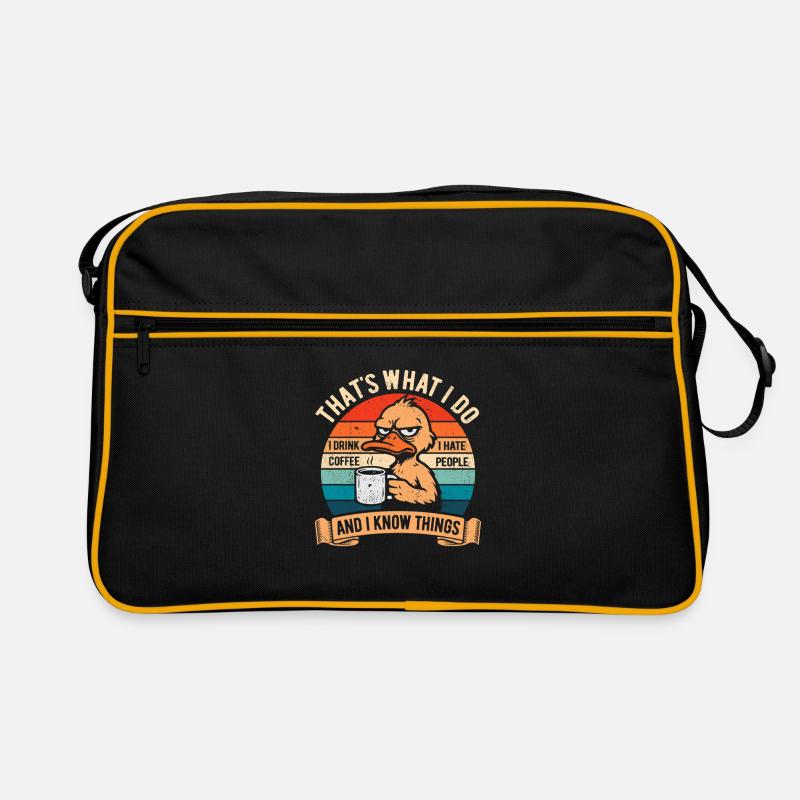 I drink coffee, I hate people and I know things Retro Tasche