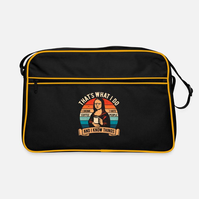 I drink coffee, I hate people and I know things Retro Tasche