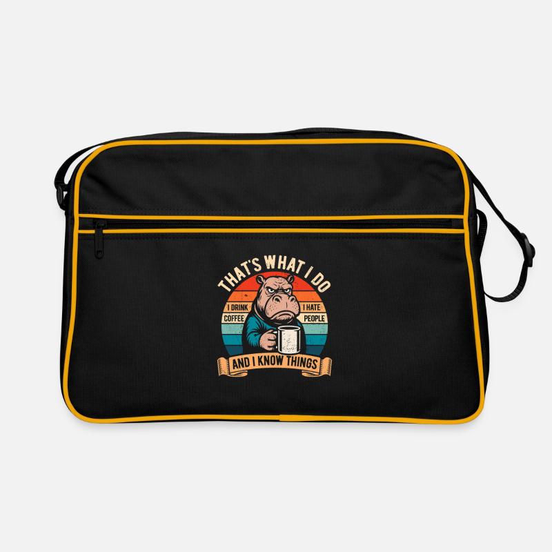 I drink coffee, I hate people and I know things Retro Tasche