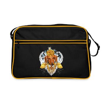 Dachshund King / Dachshund the King / Dog with a - Retro Bag - black/gold - Front
