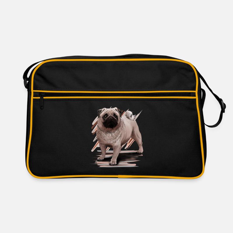 Mops - Retro Tasche - Schwarz/Gold