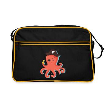 Pirates Kraken T-shirt // Un pirate calmar - Sac Retro - noir/or - Devant
