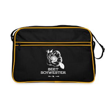 schwester Beet Rose Gärtnern Blumen Garten funny - Retro Tasche - Schwarz/Gold - Vorne