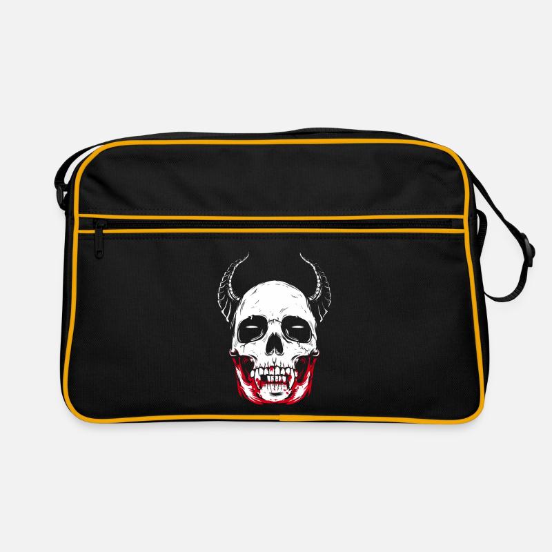 Crâne d'horreur squelette de vampire - Sac Retro - noir/or