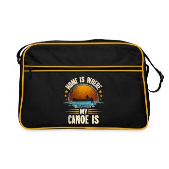 Kanu Kanut Kanutin Kanufahrer - Retro Tasche - Schwarz/Gold - Vorne