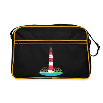 Phare Westerheversand, sans texte, Mer du Nord - Sac Retro - noir/or - Devant
