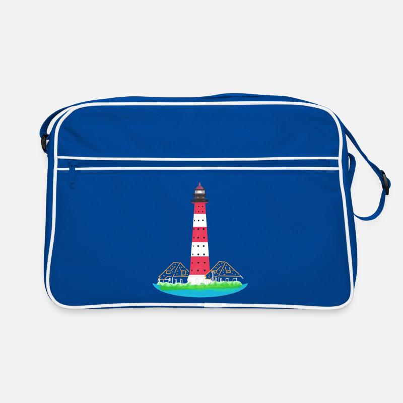 Lighthouse Westerheversand, without text, North Sea Retro Bag