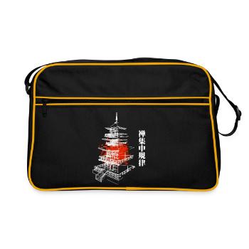 Pagode Zen en rouge abstrait - Sac Retro - noir/or - Devant