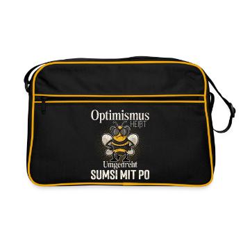 Optimismus Heißt Umgedreht Sumsi Mit Po - Retro Tasche - Schwarz/Gold - Vorne