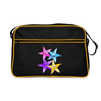 Vivid Star Quartet Fun Cartoon Stars - Retro Bag - black/gold - Front