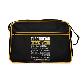 Électricien Cadeaux Électricien Taux horaire - Sac Retro - noir/or - Devant