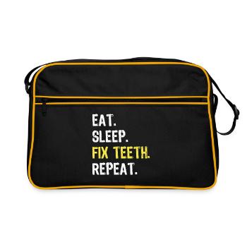 Eat Sleep Fix Teeth Repeat Dentist Shirt - Retro Bag - black/gold - Front