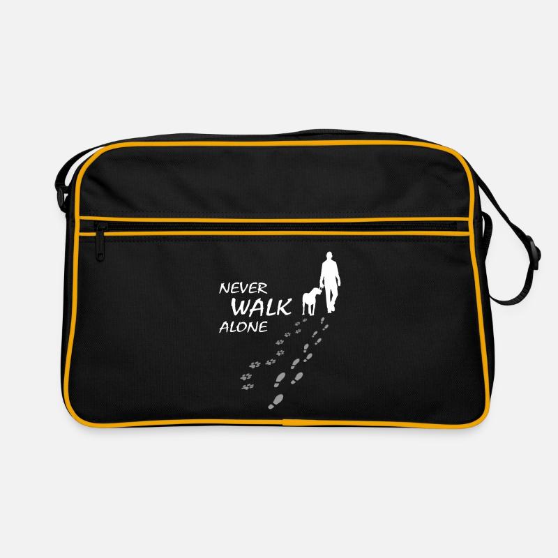 Never walk alone - Hund Herrchen Gassi, Backprint Retro Tasche