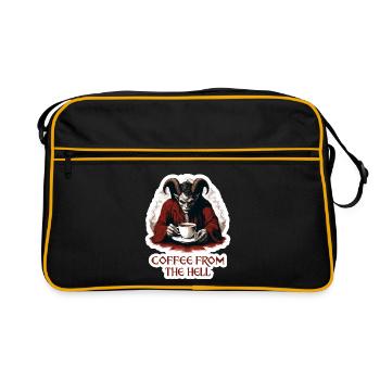 Coffee Straight From Hell Funny Shirt - Retro Bag - black/gold - Front