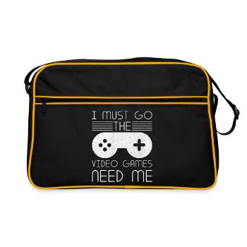 Must Go Videospiele brauchen mich Videospieler - Retro Tasche - Schwarz/Gold - Vorne