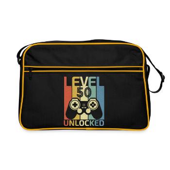 Level 50 freigeschaltet Lustiger Videospieler 50. Geburtstag - Retro Tasche - Schwarz/Gold - Vorne