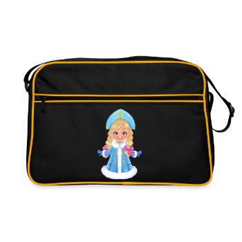 Ded Moroz Snegurotschka russischer Weihnachtsmann - Retro Tasche - Schwarz/Gold - Vorne