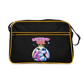 Anniversaire Fille, Anniversaire Enfants, 4 Ans, Fille - Sac Retro - noir/or - Devant