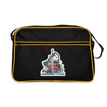 Farming Place Legendary Loot Level Gamer Shirt - Retro Tasche - Schwarz/Gold - Vorne