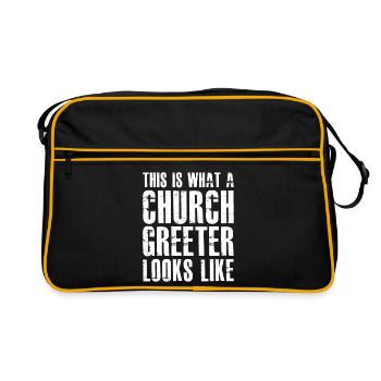 this is what a church greeter looks like - Retro Bag - black/gold - Front