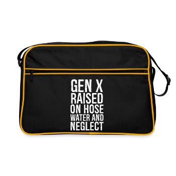 Gen X wuchs mit Schlauchwasser auf und vernachlässigte - Retro Tasche - Schwarz/Gold - Vorne