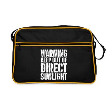 warning keep out of direct sunlight funny shirt - Retro Bag - black/gold - Front