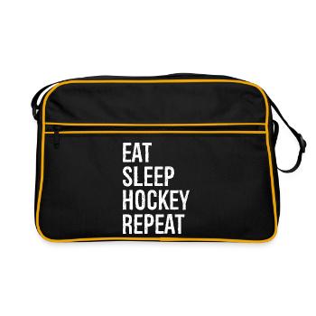 Eat sleep hockey repeat - Sac Retro - noir/or - Devant
