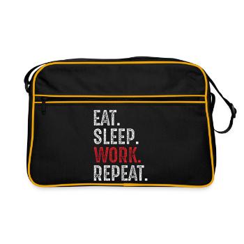 manger, dormir, travailler, répéter - Sac Retro - noir/or - Devant