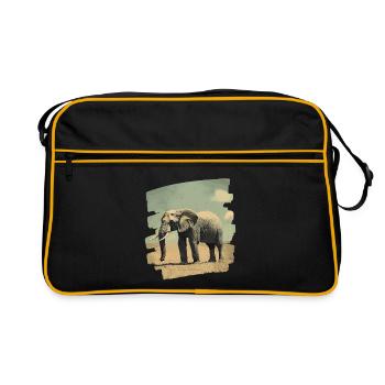 Elefant - Retro Tasche - Schwarz/Gold - Vorne