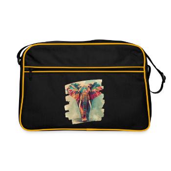 Elefant - Retro Tasche - Schwarz/Gold - Vorne