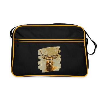 Cerf avec bois - Sac Retro - noir/or - Devant