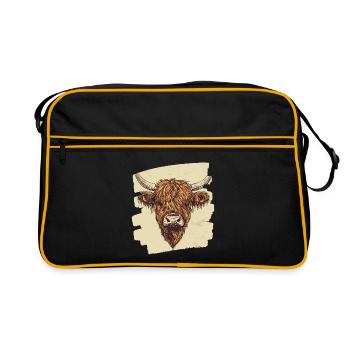 Scottish Highland cattle - Retro Bag - black/gold - Front