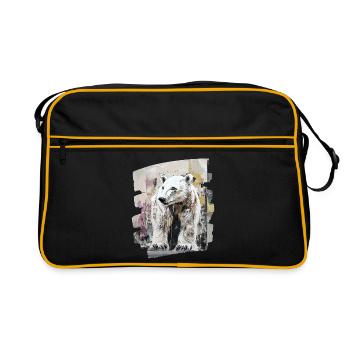 Eisbär Graffiti Sprayer - Retro Tasche - Schwarz/Gold - Vorne