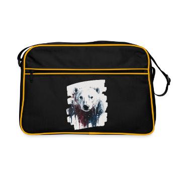 Eisbär Graffiti Sprayer - Retro Tasche - Schwarz/Gold - Vorne