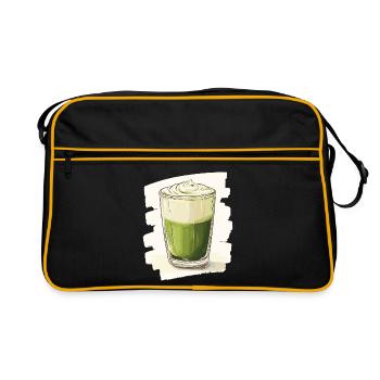 Matcha Latte Lover Thé vert - Sac Retro - noir/or - Devant