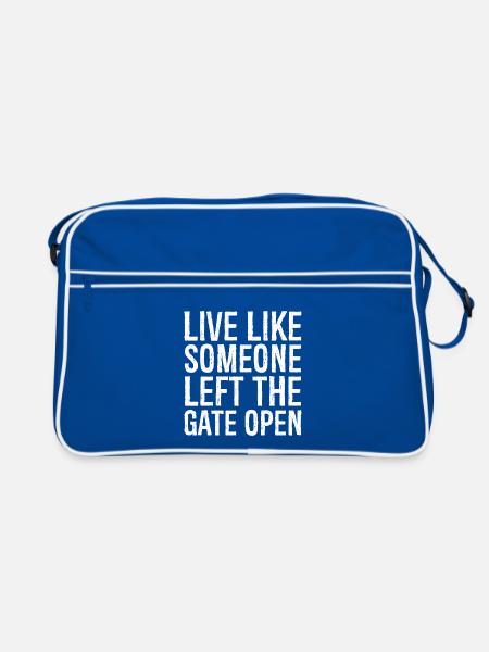 Vivez comme si quelqu’un avait laissé la porte ouverte - Sac Retro - bleu/blanc - Devant