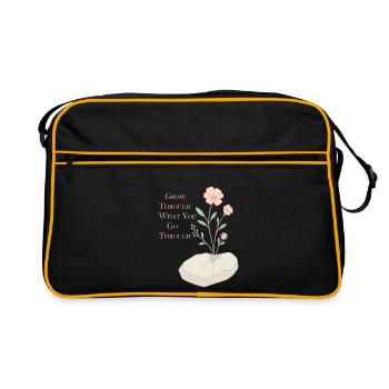 Motif floral inspirant - Espoir et force - Sac Retro - noir/or - Devant