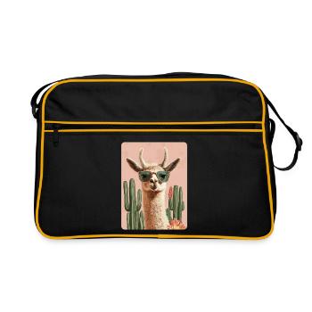 Funny Llama Alpaca Llama Animal Gift - Retro Bag - black/gold - Front