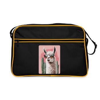 Funny Llama Alpaca Llama Animal Gift - Retro Bag - black/gold - Front