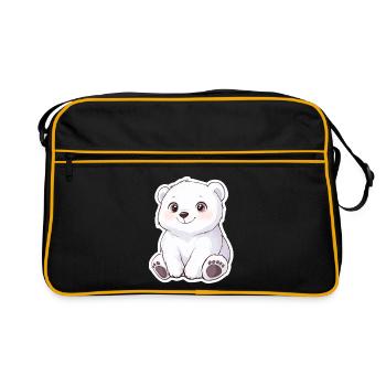 Polar Bear Illustration – Arctic Animal Motif - Retro Bag - black/gold - Front
