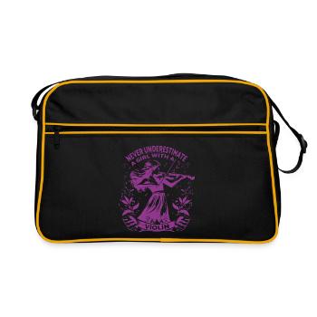 Fille avec violon Conception inspirante - Sac Retro - noir/or - Devant