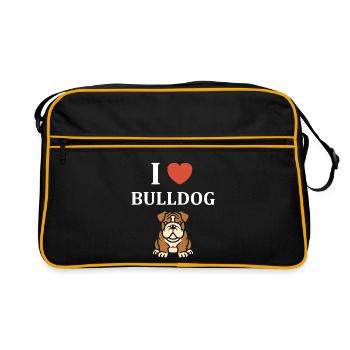 Expressive Bulldog Portrait - Retro Bag - black/gold - Front