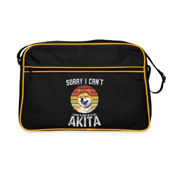 Playful Akita Dog Quote Design - Retro Bag - black/gold - Front