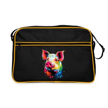 Cochon domestique Truie Cochons Love Piggy - Sac Retro - noir/or - Devant
